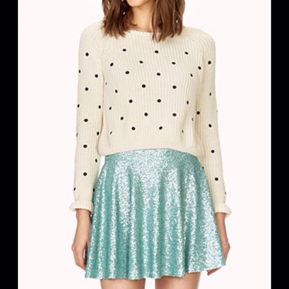 Turquoise Sequin Skater Skirt